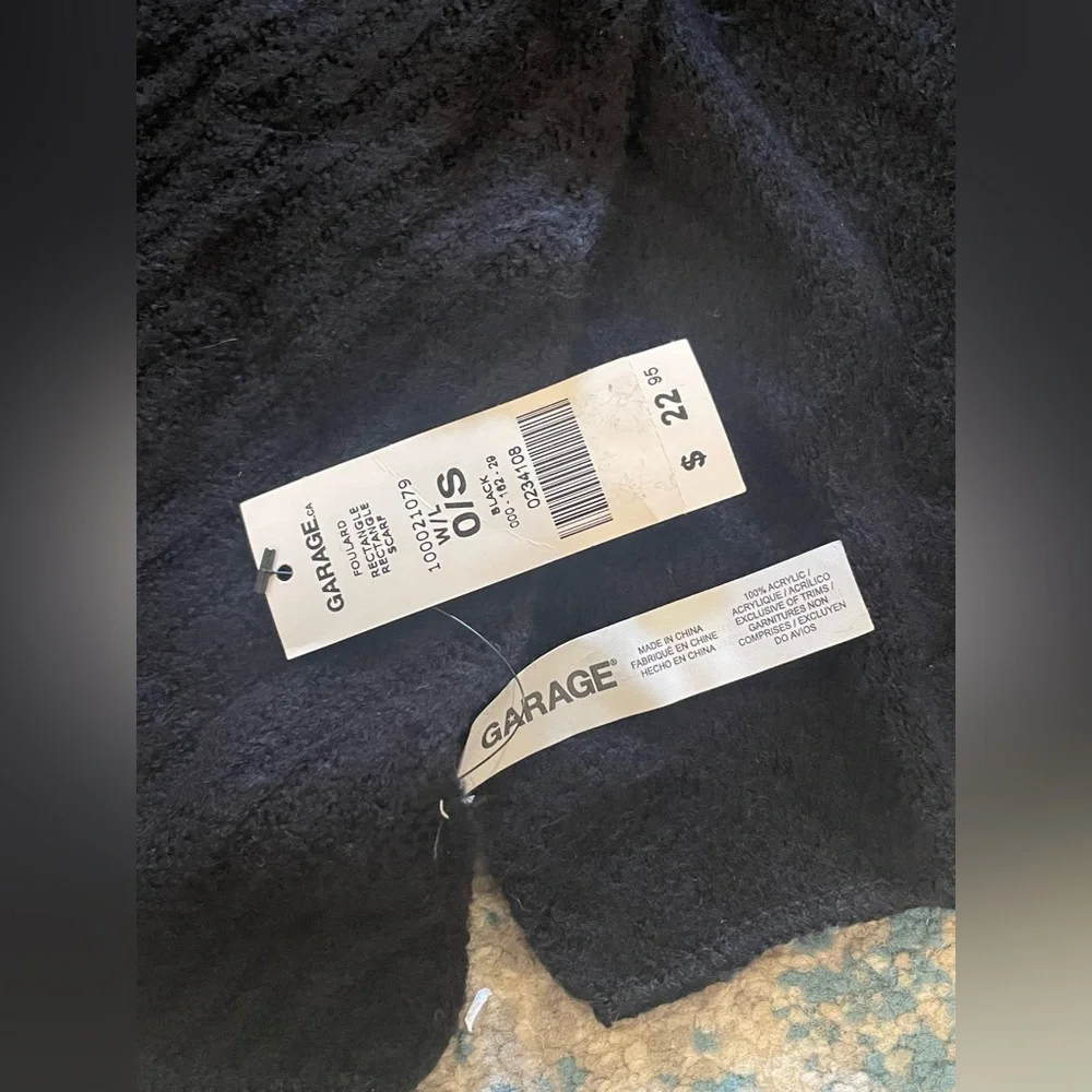 Garage *New With Tags* Soft, warm and oversized Black Textured Scarf